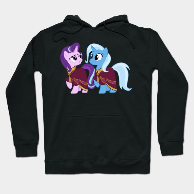 Starlight Glimmer and Trixie in robes Hoodie by CloudyGlow